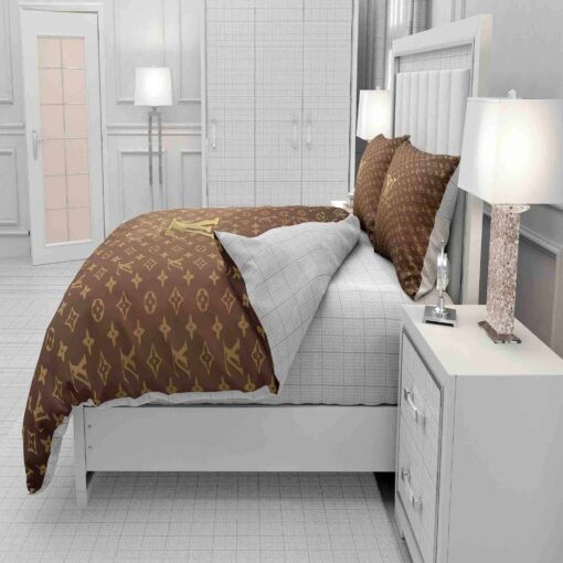 Gold Louis Vuitton Symbol Logo Bedding Sets cozy bedroom aesthetic feliz dia de las madres - Image 9