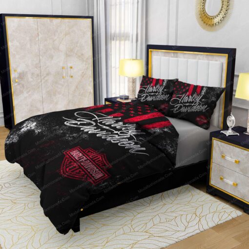 cozy bed mothers day cards bed aesthetic mother's day Buy Harley-Davidson American Flag Vintage Bedding Sets Bed Sets, Bedroom Sets, Comforter Sets, Duvet Cover, Bedspread - Image 4