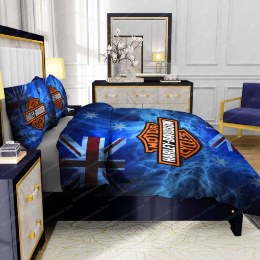 cozy bedroom aesthetic bed aesthetic mother's day Buy Harley-Davidson Blue Flames Bedding Sets Bed Sets, Bedroom Sets, Comforter Sets, Duvet Cover, Bedspread - Image 7