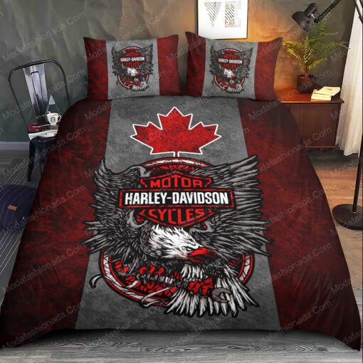 cozy bed bed aesthetic feliz dia de las madres mothers day cards Buy Harley Davidson Eagle Canada Flag Bedding Sets Bed Sets, Bedroom Sets, Comforter Sets, Duvet Cover, Bedspread - Image 2
