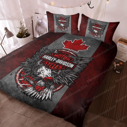cozy bed bed aesthetic feliz dia de las madres mothers day cards Buy Harley Davidson Eagle Canada Flag Bedding Sets Bed Sets, Bedroom Sets, Comforter Sets, Duvet Cover, Bedspread - Image 3