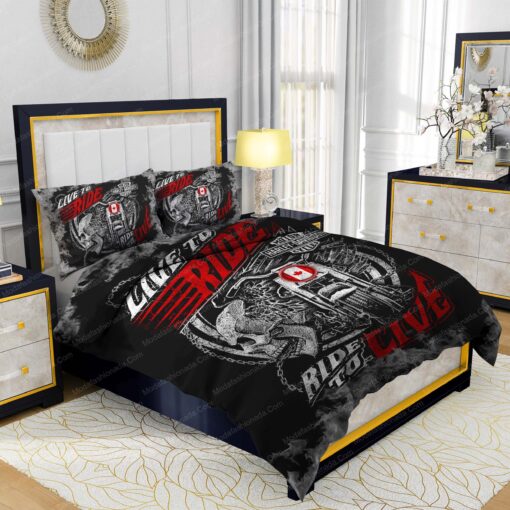 Buy Harley-Davidson Live To Ride, Ride To Live Bedding Sets Bed Sets, Bedroom Sets, Comforter Sets, Duvet Cover, Bedspread mother's day bed aesthetic - Image 2