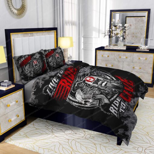 Buy Harley-Davidson Live To Ride, Ride To Live Bedding Sets Bed Sets, Bedroom Sets, Comforter Sets, Duvet Cover, Bedspread mother's day bed aesthetic - Image 5