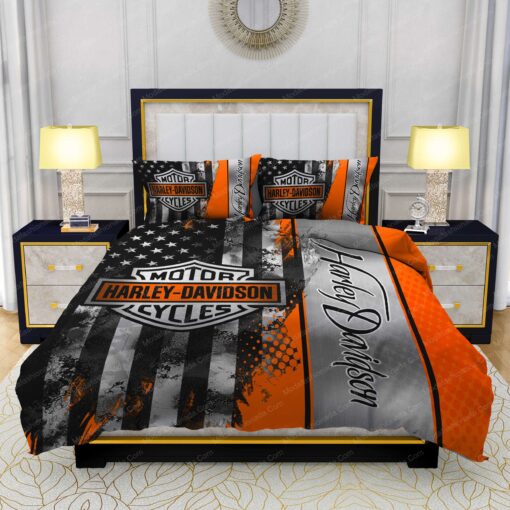 Buy Harley-Davidson Logo American Flag Bedding Sets Bed Sets, Bedroom Sets, Comforter Sets, Duvet Cover, Bedspread mothers day cards mother's day bed sheets