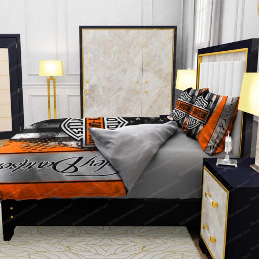Buy Harley-Davidson Logo American Flag Bedding Sets Bed Sets, Bedroom Sets, Comforter Sets, Duvet Cover, Bedspread mothers day cards mother's day bed sheets - Image 6