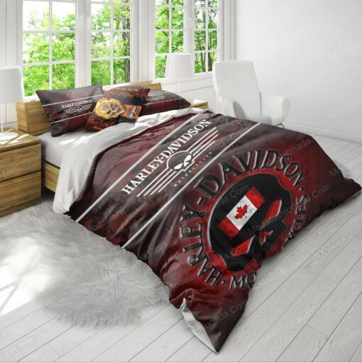 Buy Harley-Davidson Motorcles Style Skull Flag Of Canada Bedding Sets Bed Sets, Bedroom Sets, Comforter Sets, Duvet Cover, Bedspread cozy bed bed sheets feliz dia de las madres mother's day - Image 4