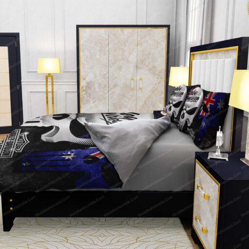 Buy Harley-Davidson Punisher Skull Australian Flag Bedding Sets Bed Sets, Bedroom Sets, Comforter Sets, Duvet Cover, Bedspread bed sheets cozy bedroom aesthetic mothers day cards feliz dia de las madres - Image 6
