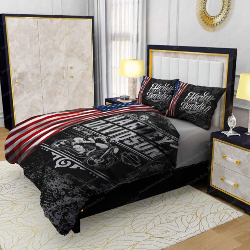 mother's day cozy bedroom aesthetic Buy Harley-Davidson Ride Free American Flag Bedding Sets Bed Sets, Bedroom Sets, Comforter Sets, Duvet Cover, Bedspread - Image 4