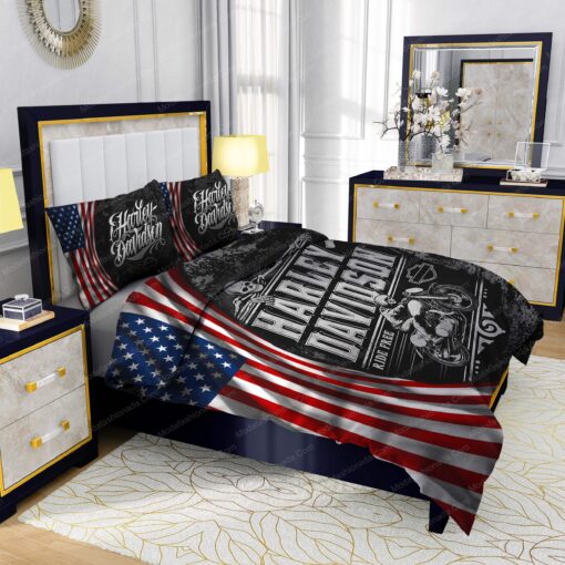 mother's day cozy bedroom aesthetic Buy Harley-Davidson Ride Free American Flag Bedding Sets Bed Sets, Bedroom Sets, Comforter Sets, Duvet Cover, Bedspread - Image 5
