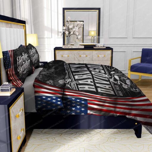 mother's day cozy bedroom aesthetic Buy Harley-Davidson Ride Free American Flag Bedding Sets Bed Sets, Bedroom Sets, Comforter Sets, Duvet Cover, Bedspread - Image 7