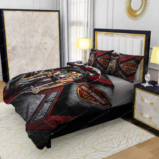 mother's day bed sheets Buy Harley-Davidson Skull Canada Flag Bedding Sets Bed Sets, Bedroom Sets, Comforter Sets, Duvet Cover, Bedspread - Image 4