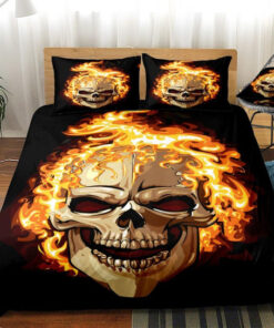 bunk bed designs mothers day cards Flaming Skull Black DUBJ0191 Bedding Set