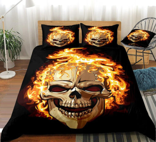 bunk bed designs mothers day cards Flaming Skull Black DUBJ0191 Bedding Set