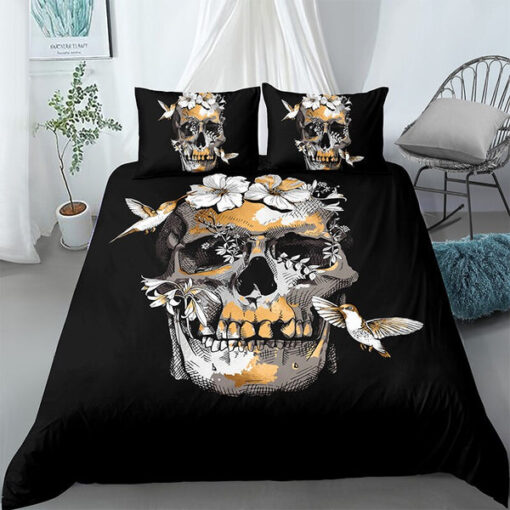 Skull & Hummingbirds Bedding Set bunk bed designs mothers day cards mother's day cozy bedroom aesthetic