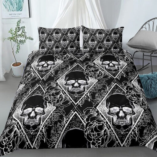 mother's day bed sheets cozy bed Framed Skull Pattern Bedding Set