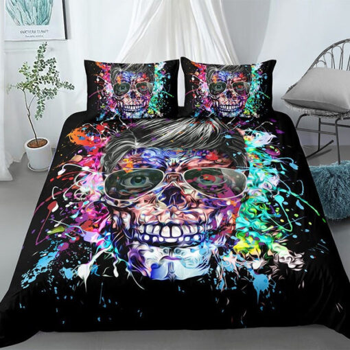 mothers day cards feliz dia de las madres bed aesthetic 3D Cool Skull Color Bedding Set