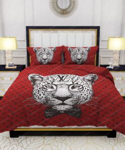 bed aesthetic cozy bedroom aesthetic feliz dia de las madres Leopard Head Louis Vuitton Bedding Sets