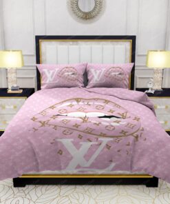 Lips With Louis Vuitton Pattern Bedding Sets feliz dia de las madres cozy bed cozy bedroom aesthetic