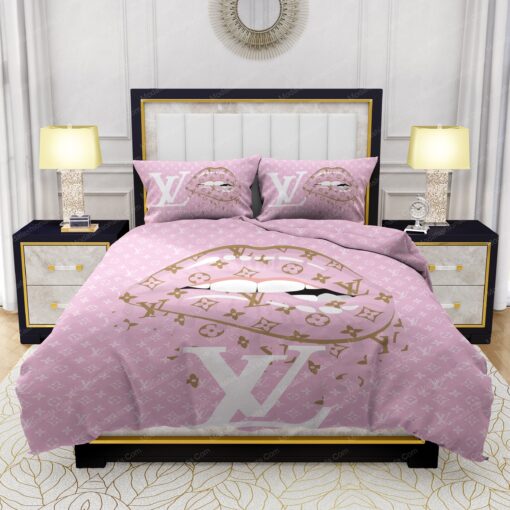 Lips With Louis Vuitton Pattern Bedding Sets feliz dia de las madres cozy bed cozy bedroom aesthetic