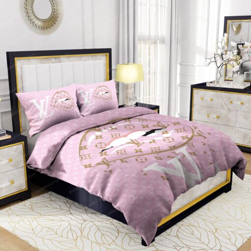 Lips With Louis Vuitton Pattern Bedding Sets feliz dia de las madres cozy bed cozy bedroom aesthetic - Image 2