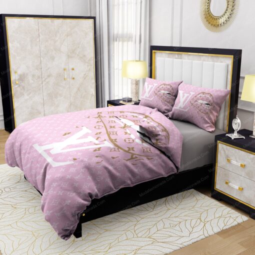 Lips With Louis Vuitton Pattern Bedding Sets feliz dia de las madres cozy bed cozy bedroom aesthetic - Image 4
