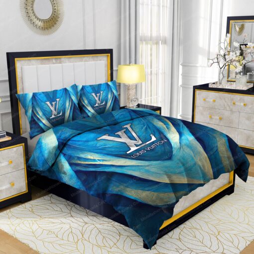 mother's day mothers day cards cozy bed bed sheets Louis Vuitton Blue Abstract Background Bedding Sets - Image 5