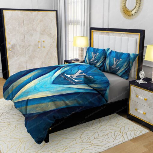 mother's day mothers day cards cozy bed bed sheets Louis Vuitton Blue Abstract Background Bedding Sets - Image 3