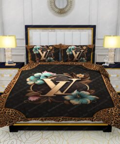 Louis Vuitton Flowers Leopard Pattern Bedding Sets mother's day bed aesthetic feliz dia de las madres
