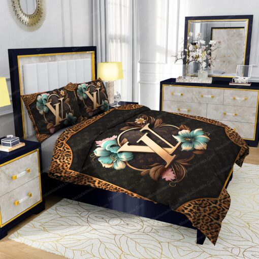 Louis Vuitton Flowers Leopard Pattern Bedding Sets mother's day bed aesthetic feliz dia de las madres - Image 5