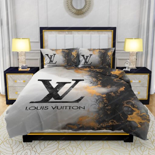 Louis Vuitton Marble Background Bedding Sets bed aesthetic bed sheets mothers day cards