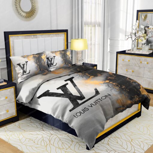 Louis Vuitton Marble Background Bedding Sets bed aesthetic bed sheets mothers day cards - Image 2
