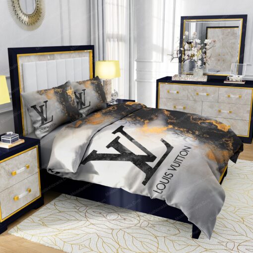 Louis Vuitton Marble Background Bedding Sets bed aesthetic bed sheets mothers day cards - Image 5