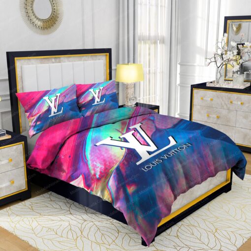 mother's day bed sheets cozy bedroom aesthetic mothers day cards Louis Vuitton Paint Smudge Textured Background Bedding Sets - Image 2