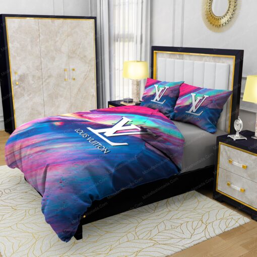 mother's day bed sheets cozy bedroom aesthetic mothers day cards Louis Vuitton Paint Smudge Textured Background Bedding Sets - Image 4