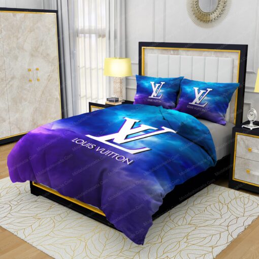 mother's day cozy bedroom aesthetic Louis Vuitton Watercolor Background Bedding Sets - Image 4