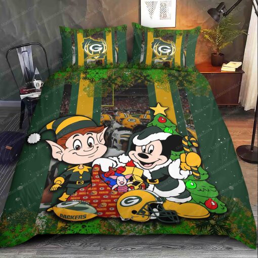 mother's day cozy bed Mickey Mouse NFL Green Bay Packers Christmas Bedding Sets - Image 2