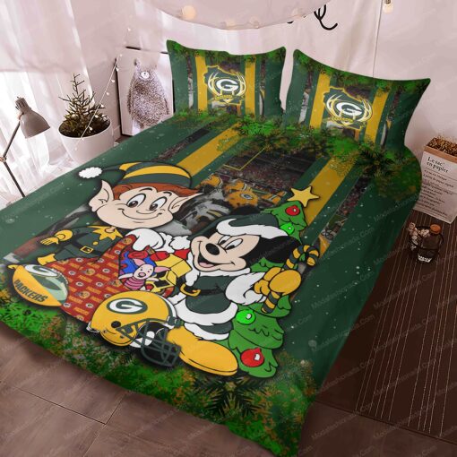 mother's day cozy bed Mickey Mouse NFL Green Bay Packers Christmas Bedding Sets - Image 3