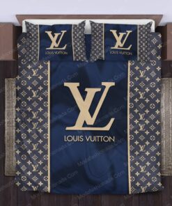 Navy Louis Vuitton Bedding Sets bed aesthetic cozy bedroom aesthetic feliz dia de las madres mother's day