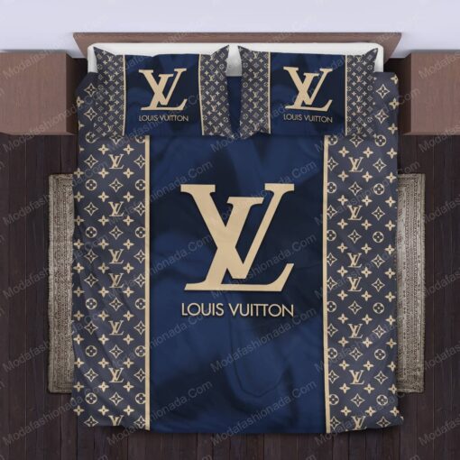 Navy Louis Vuitton Bedding Sets bed aesthetic cozy bedroom aesthetic feliz dia de las madres mother's day