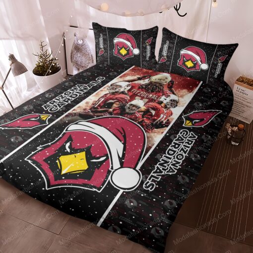 bed aesthetic feliz dia de las madres NFL Arizona Cardinals Logo Christmas Bedding Sets - Image 3