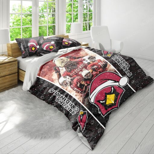 bed aesthetic feliz dia de las madres NFL Arizona Cardinals Logo Christmas Bedding Sets - Image 4