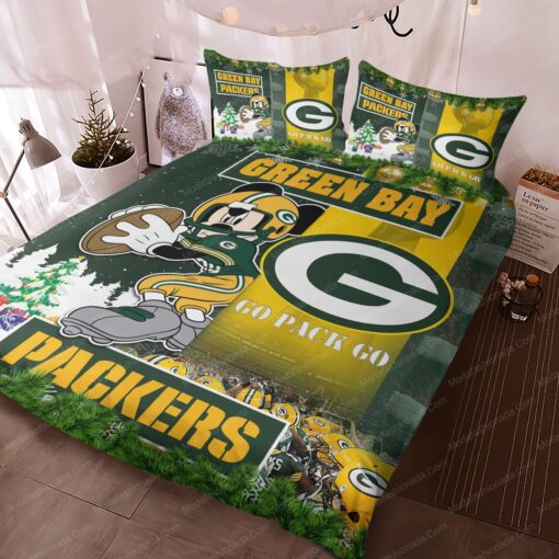 mother's day cozy bedroom aesthetic cozy bed NFL Green Bay Packers Mickey Mouse Bedding Sets - Image 3