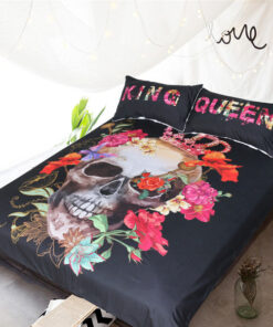 Crowned Floral Skull Bedding Set cozy bedroom aesthetic mother's day bunk bed designs