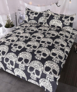 cozy bedroom aesthetic mother's day cozy bed mothers day cards B&W Sugar Skull Monogram Bedding Set