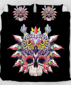 bunk bed designs cozy bed mother's day mothers day cards Tribal Colorful Owl Skull Bedding set