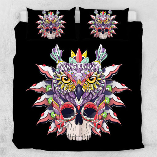 bunk bed designs cozy bed mother's day mothers day cards Tribal Colorful Owl Skull Bedding set