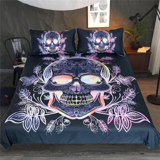 cozy bedroom aesthetic cozy bed feliz dia de las madres mothers day cards Purple Leaves Paisley Skull SQS019318004 Bedding Set