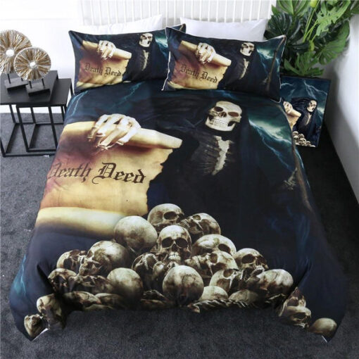 mother's day mothers day cards bed aesthetic cozy bed Death Deed Skull Bedding Set