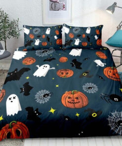 bed sheets mother's day Halloween Bat with Pumpkin Bedding Set
