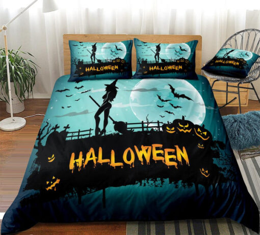 3D Blue Halloween Pumpkin Lantern Bedding Set feliz dia de las madres cozy bed bed sheets